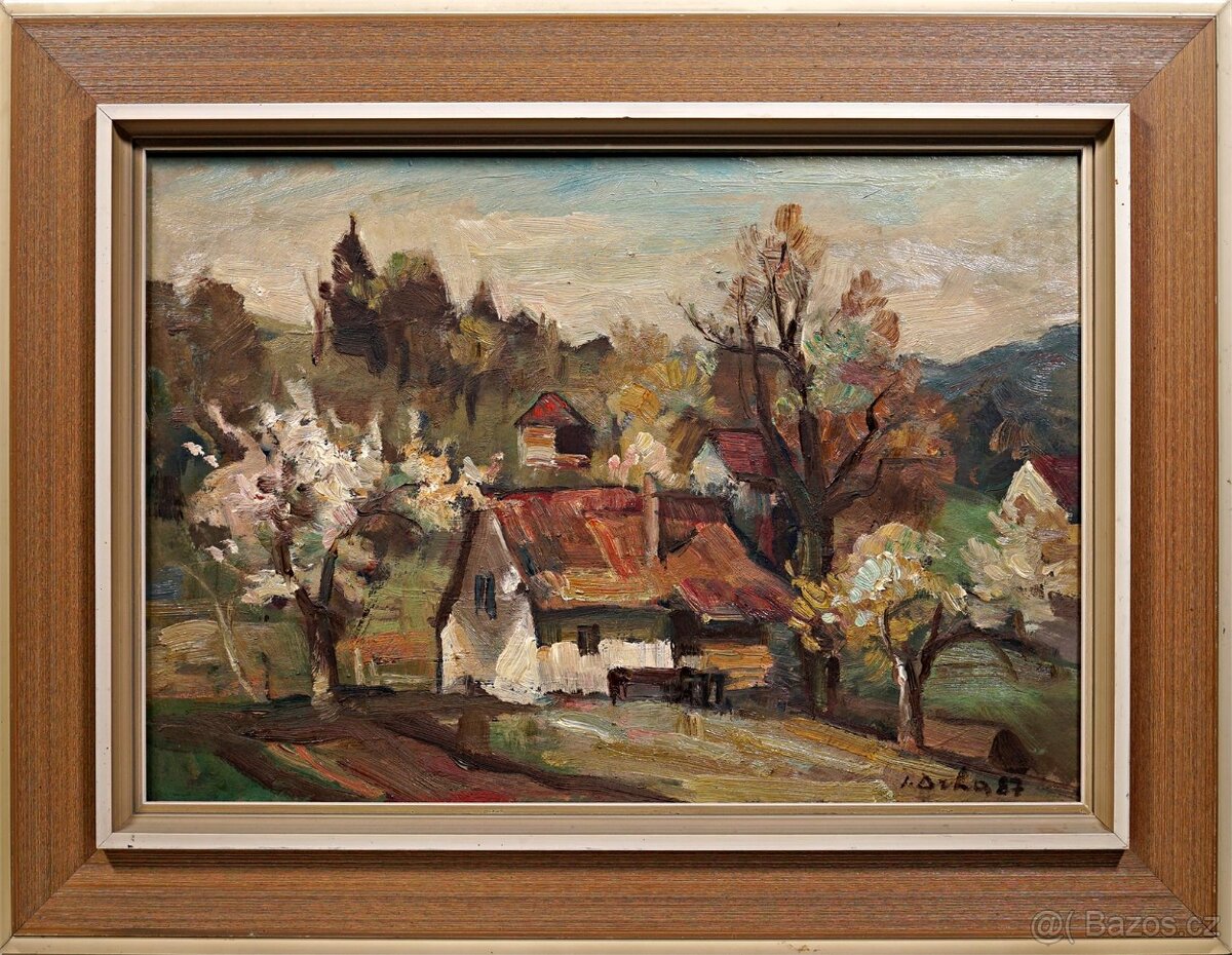 Josef Drha (Gruber) - Krajina- Jarní motiv - pastózní obraz