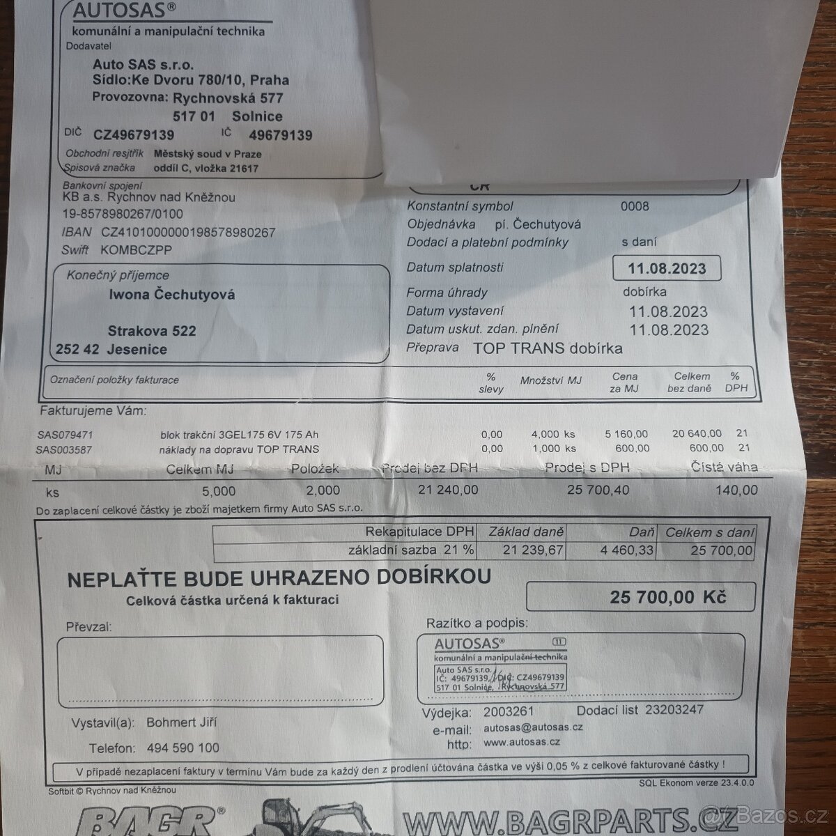 Prodám trakcni gelove baterie