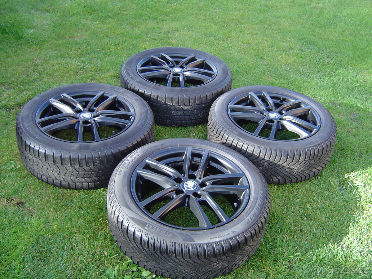 4 XZIMNÍ HLINÍKOVÁ KOLA ŠKODA KAROQ,OCTAVIA, PASSAT 215/55 R