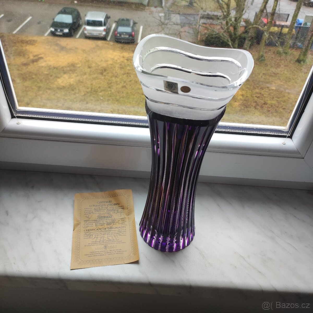 váza fialová dekor dune ceasar crystal barevný křišťál