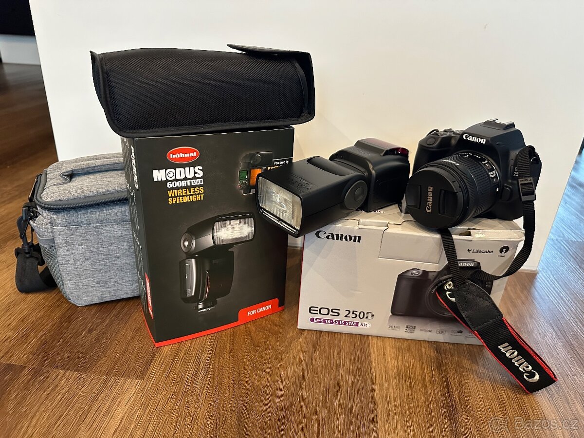 Fotoparát - Canon EOS 250D + 18–55 IS STM + externí blesk Hä
