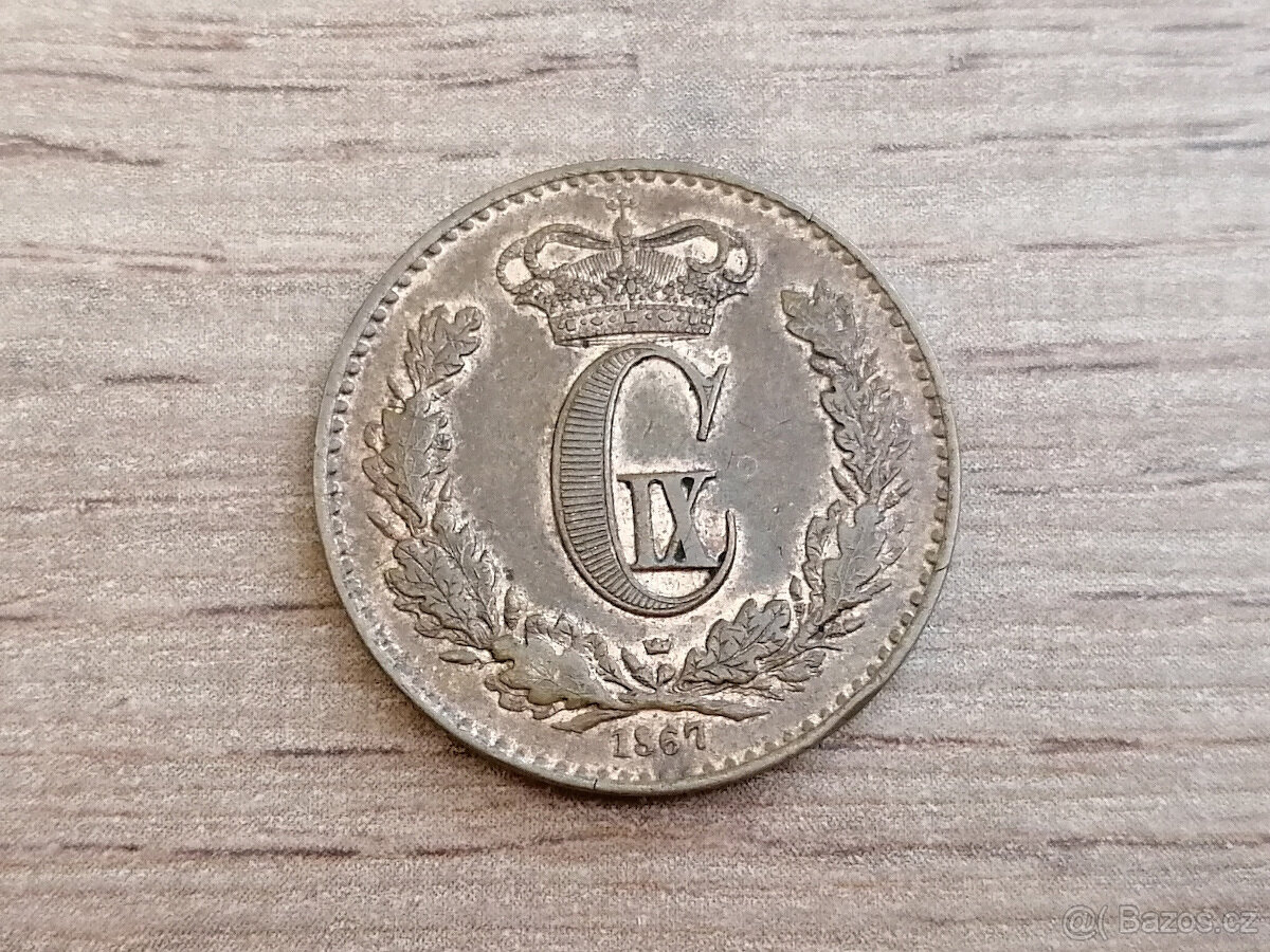 Mince 1 Skilling 1867 Dánské království král Kristián IX.