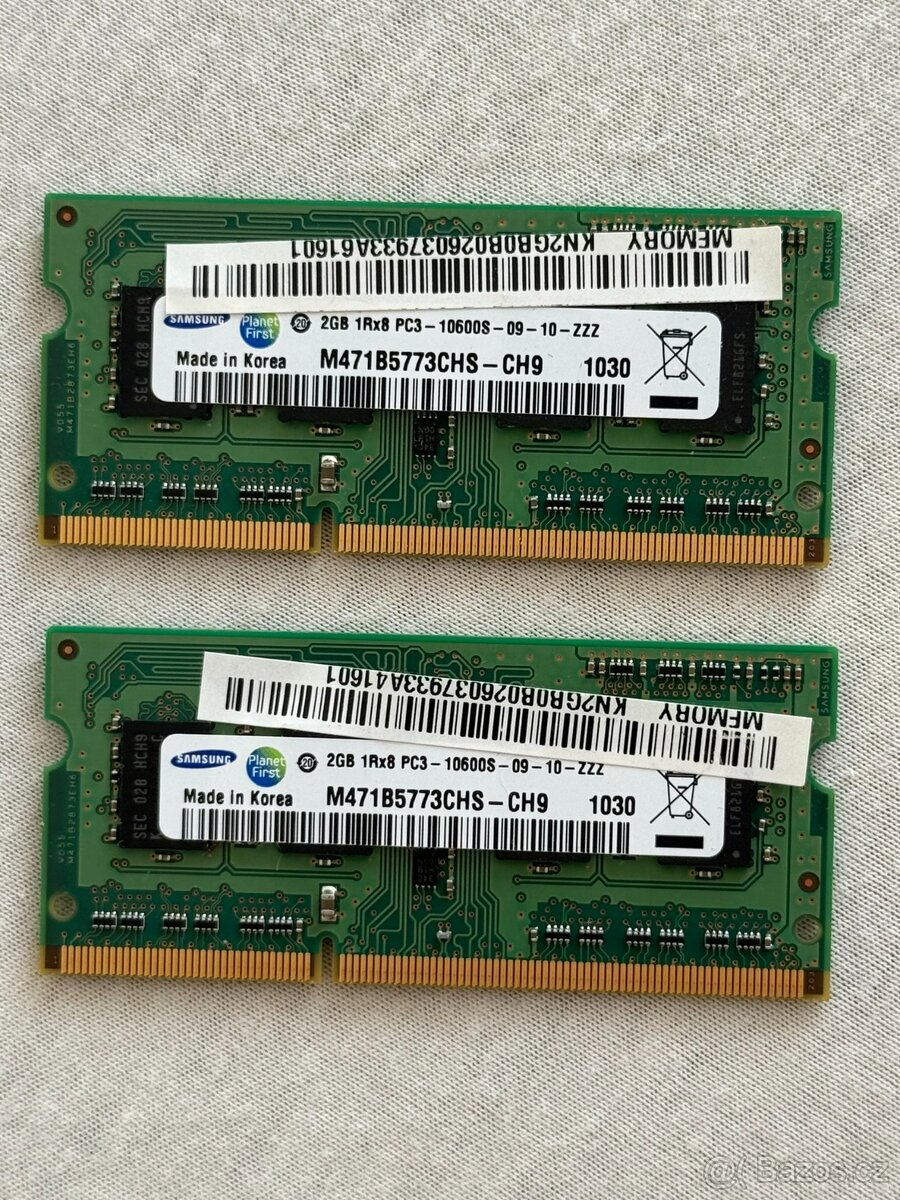 Samsung DDR3 2x2GB SO-DIMM, 1333MHz