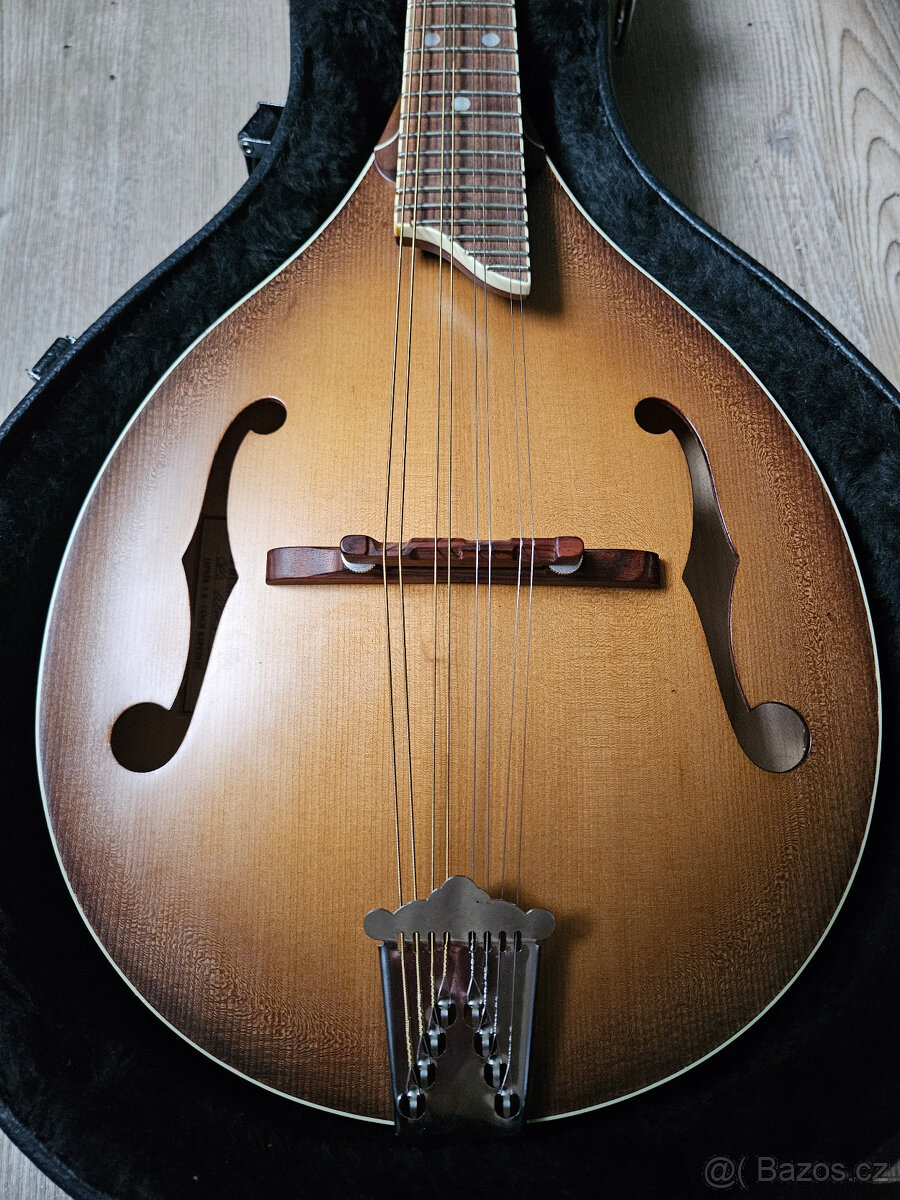Zánovní česká celomasivní mandolína ULMA s kufrem