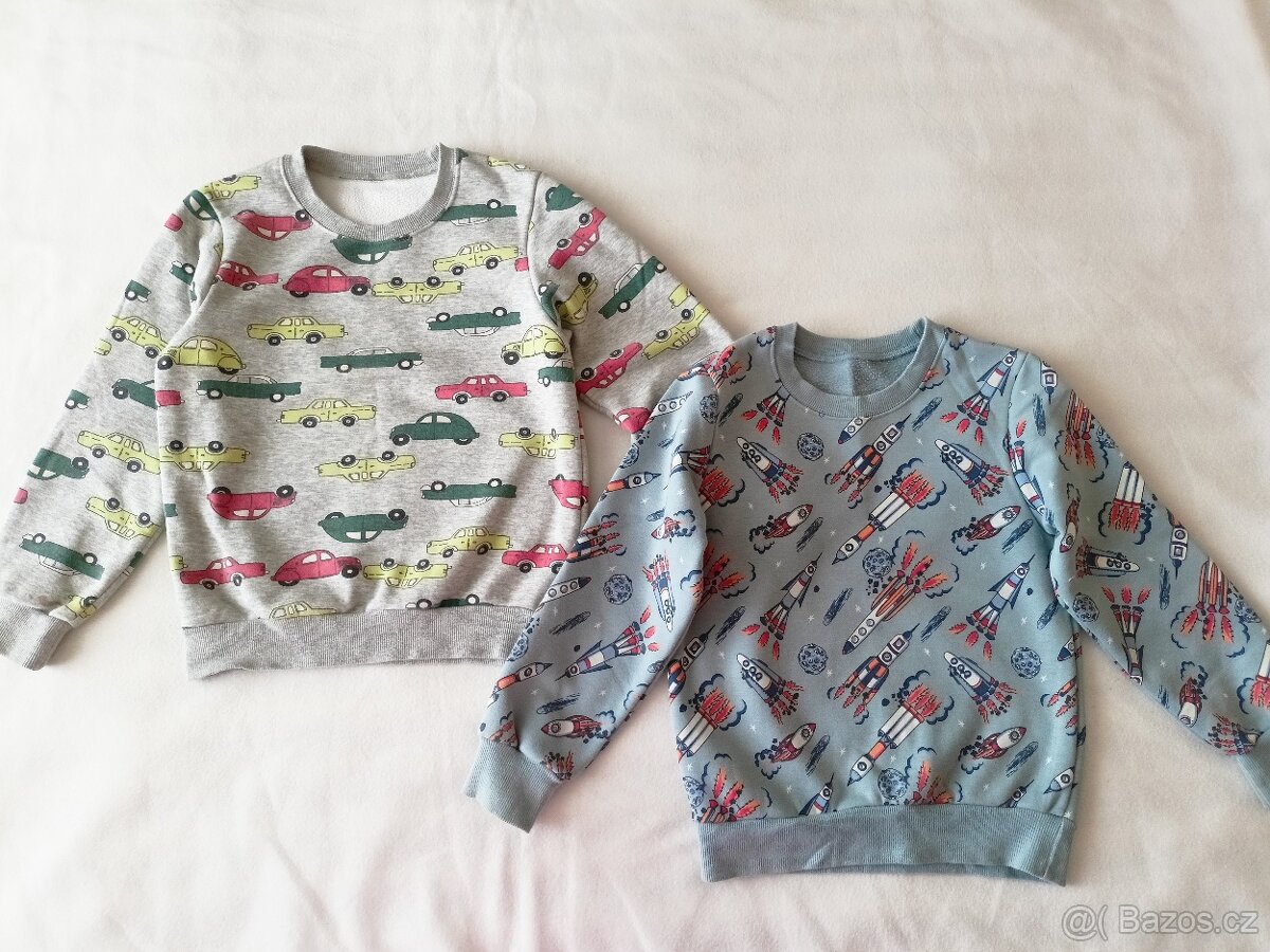 2x zateplená mikina pro chlapce, vel.122/128