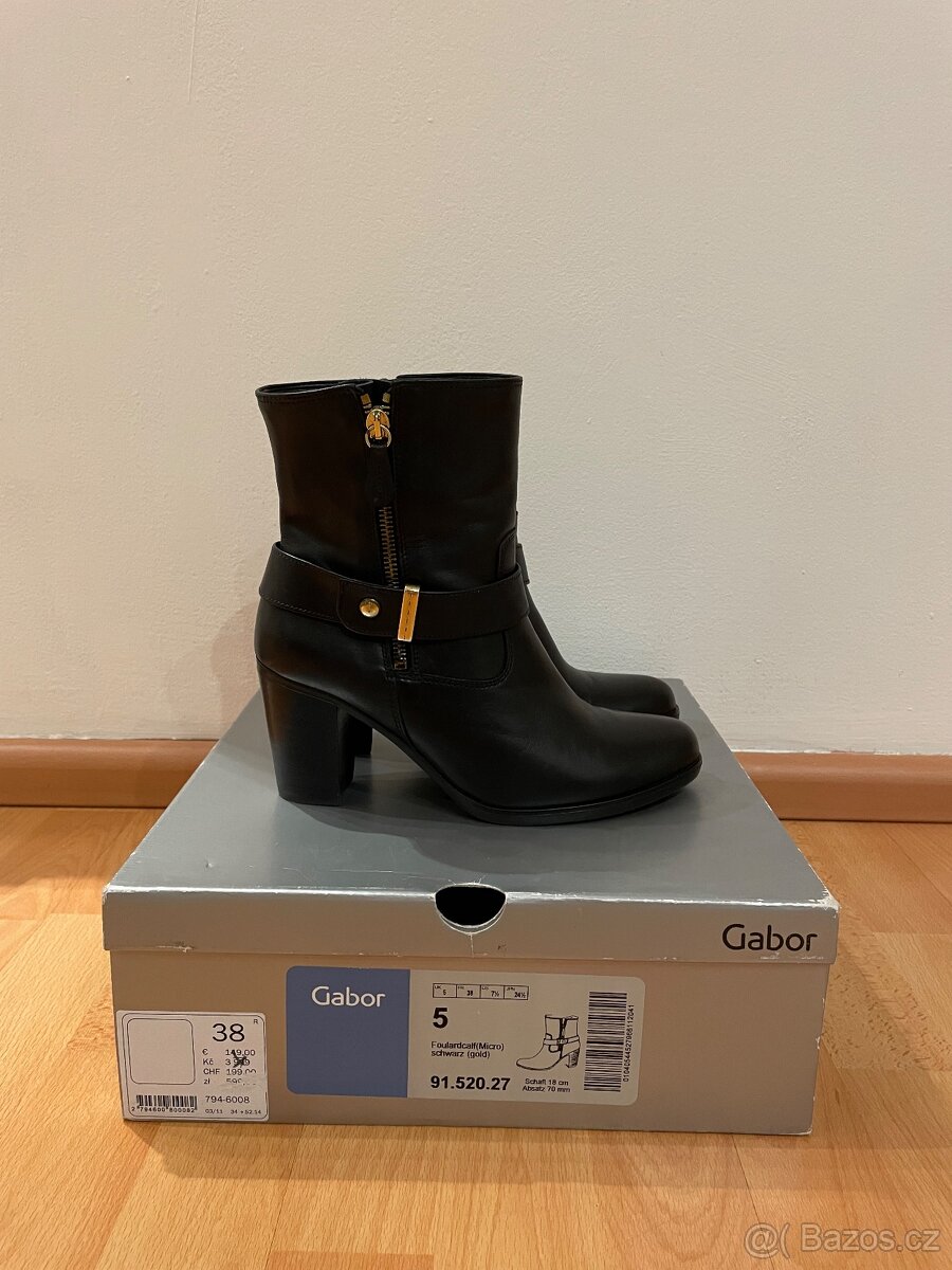 Černé kožené boty Gabor vel. 38