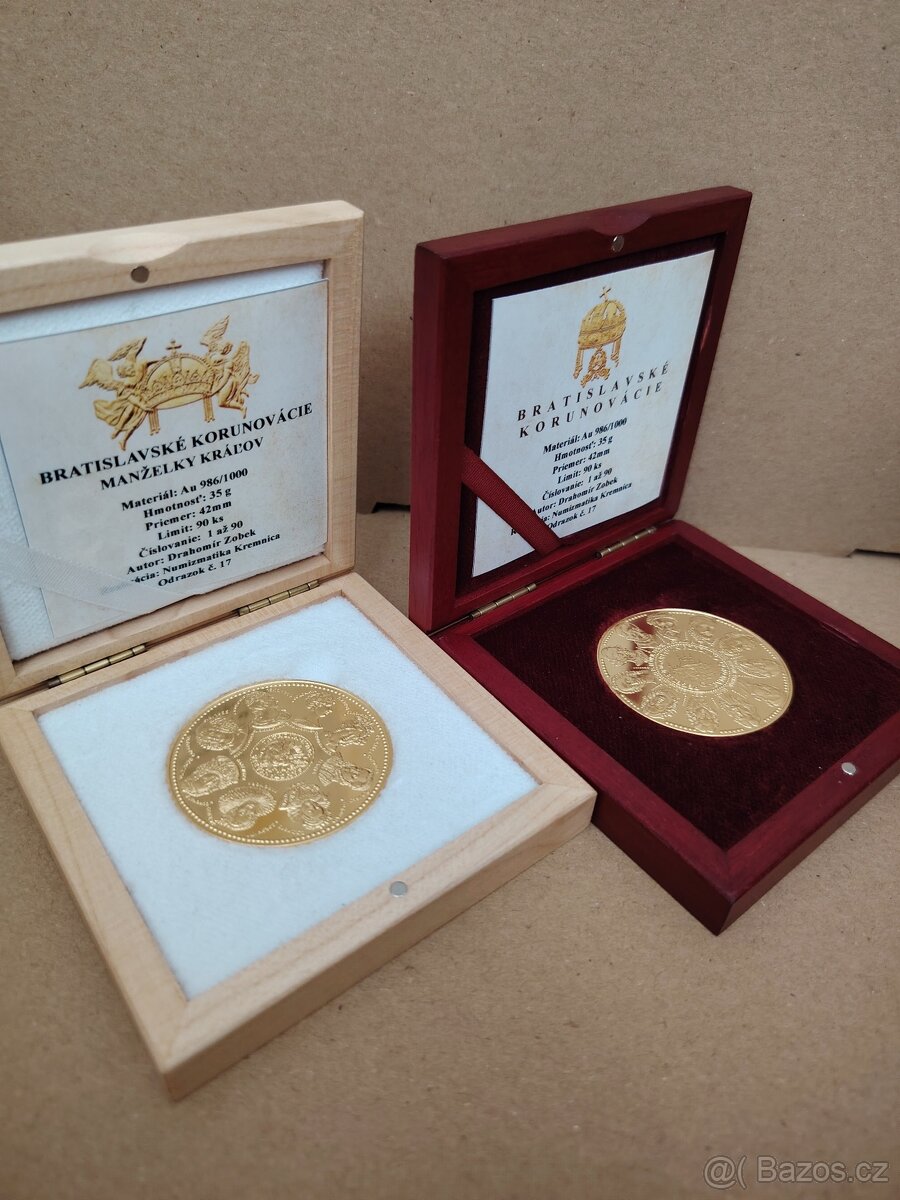 70g Au, 2x zlaté mince 10 dukáty Bratislavská korunovace