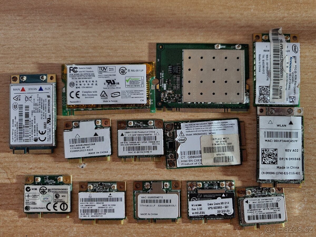 Wifi moduly do Notebooku, vše za 300kč.