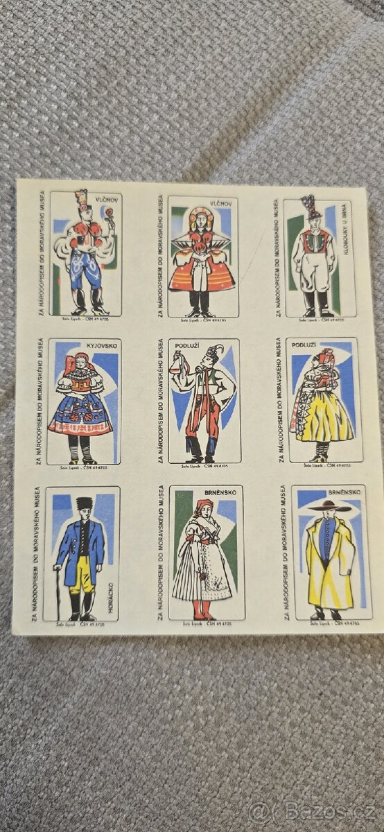 Retro zápalkové nálepky – Moravské kroje – SOLO Lipník