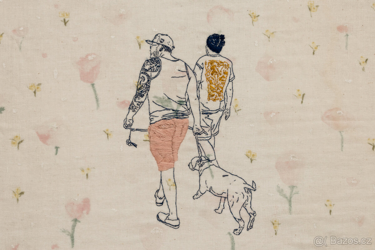 Vyšívaný obraz výtvarnice Ivany Kocmanové, česká značka BRO