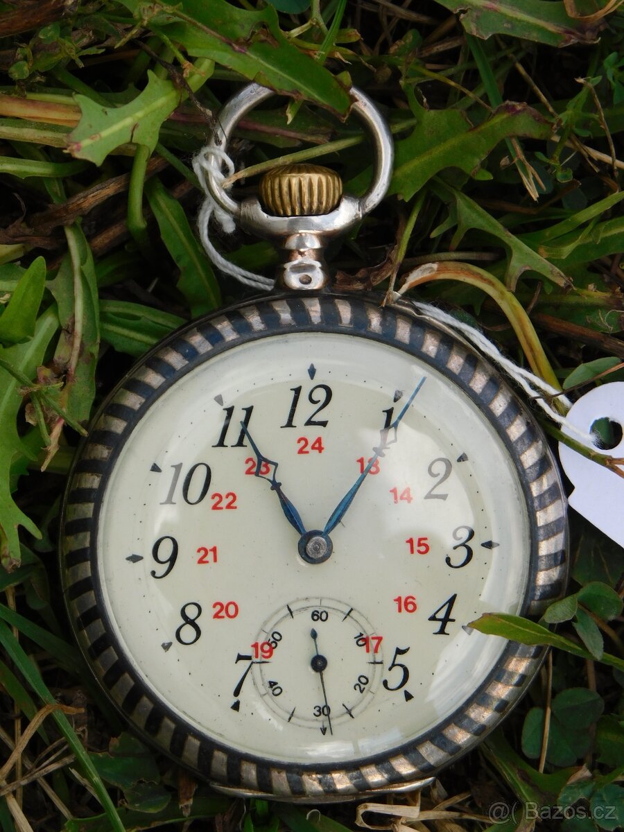 Švýcarské stříbrné kapesní hodinky niello / tula BREVET