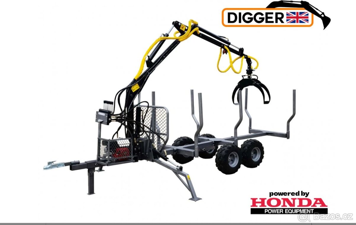 Vyvážečka dřeva Digger HRW-3, vlek za traktor, čtyřkolku