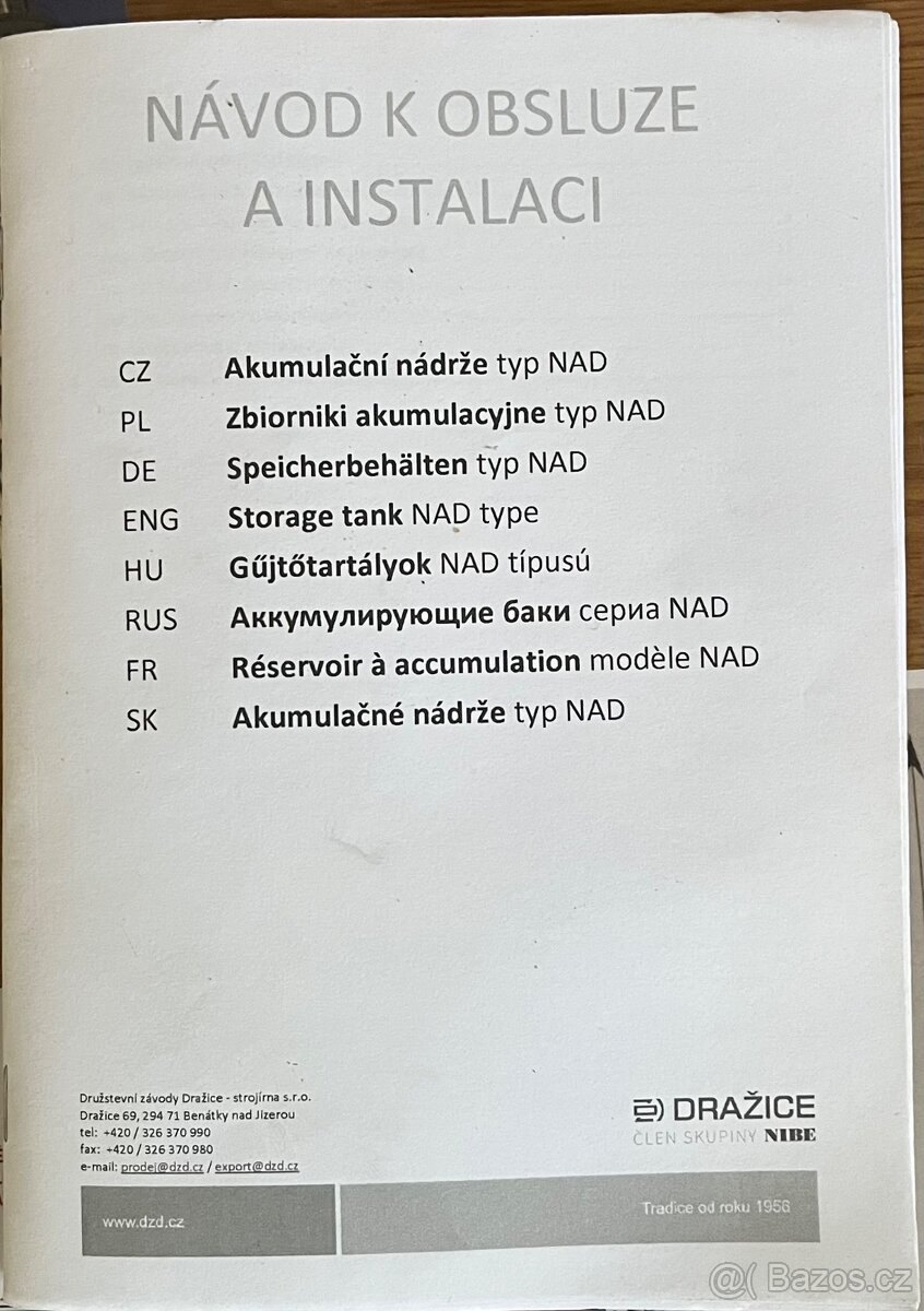 Akumulační nádrž NAD 750v2