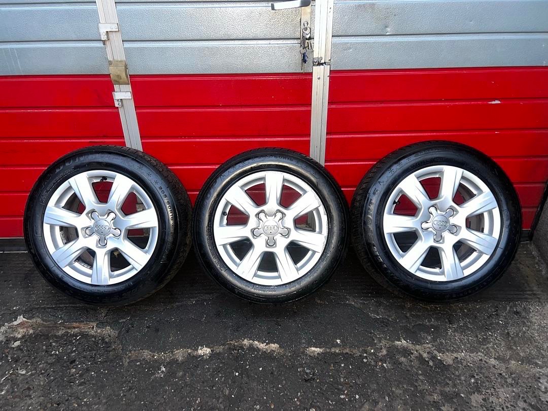 Original 3x ALU kola Audi 16" 7,5J ET45 + pneu 205/60/R16