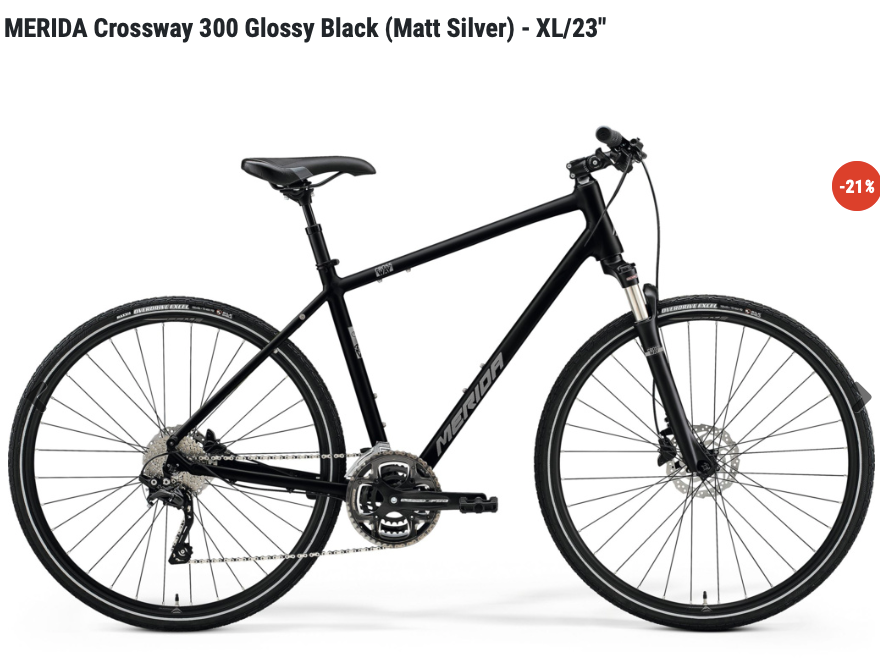 MERIDA Crossway 300 Glossy Black (Matt Silver) - M