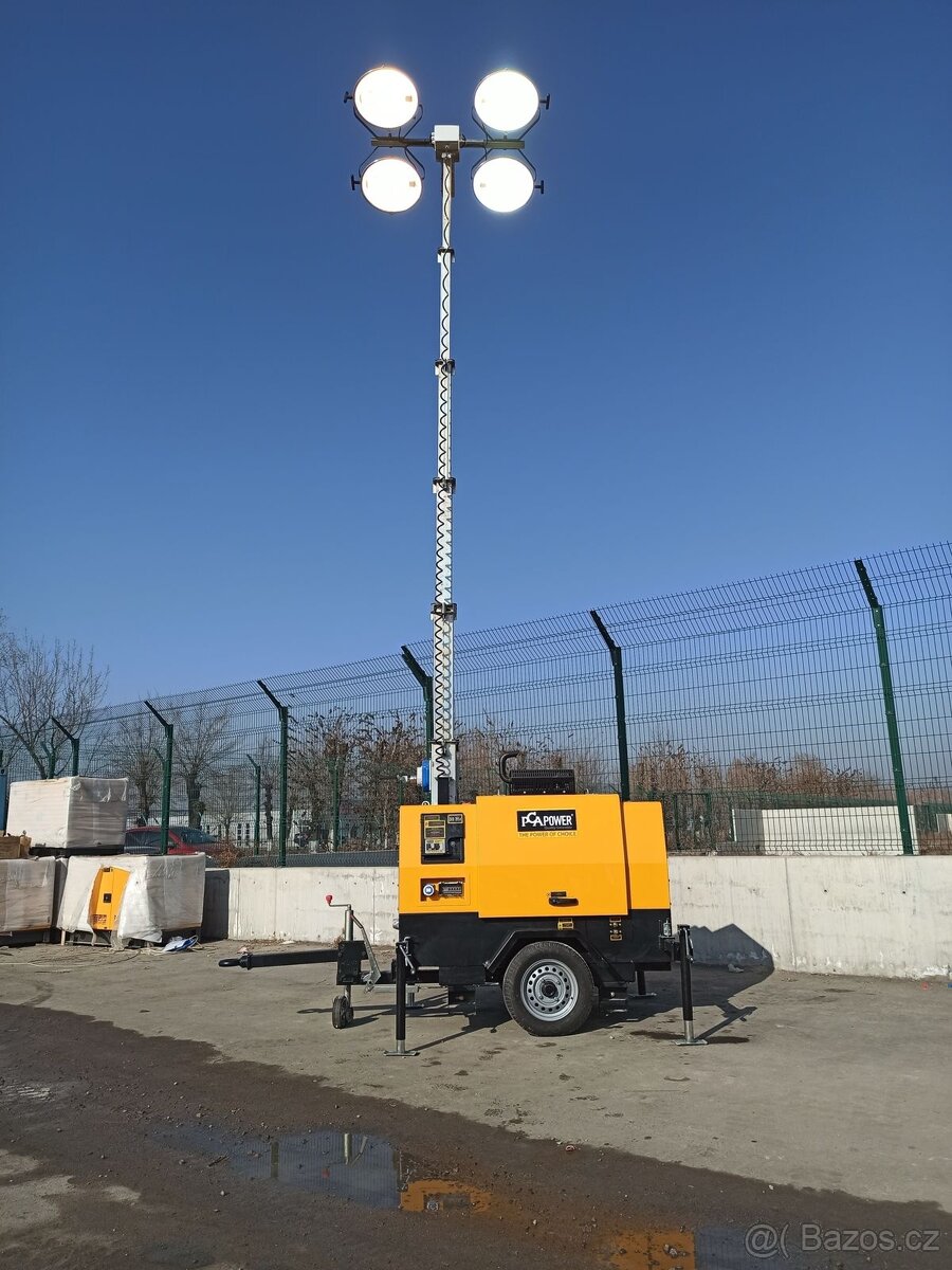 Mobilní světelný stožár na naftu. Ihned k dispozici.