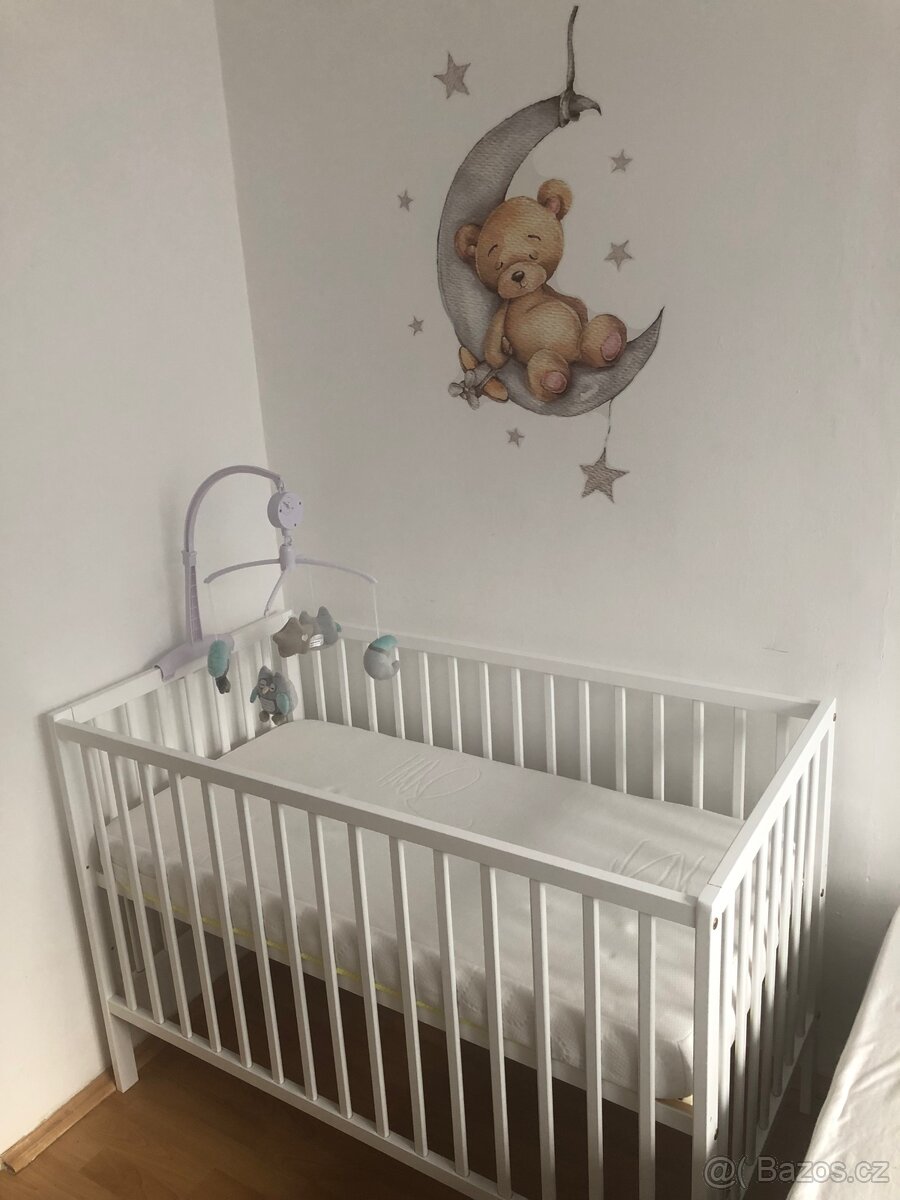 Dětská masivní postýlka 2 v 1 Bobík 120 x 60 cm – Bílá