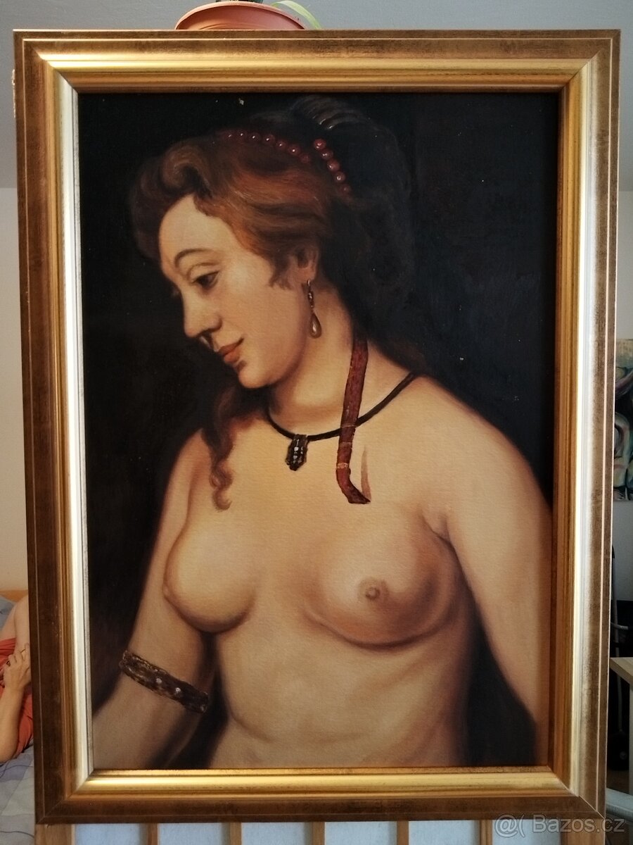 obraz KRÁSNÁ DÁMA, akt, olej, nesignováno
