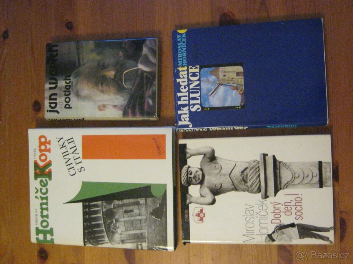 České knihy Werich, Horníček, Pavel, Poláček, Čapek aj.