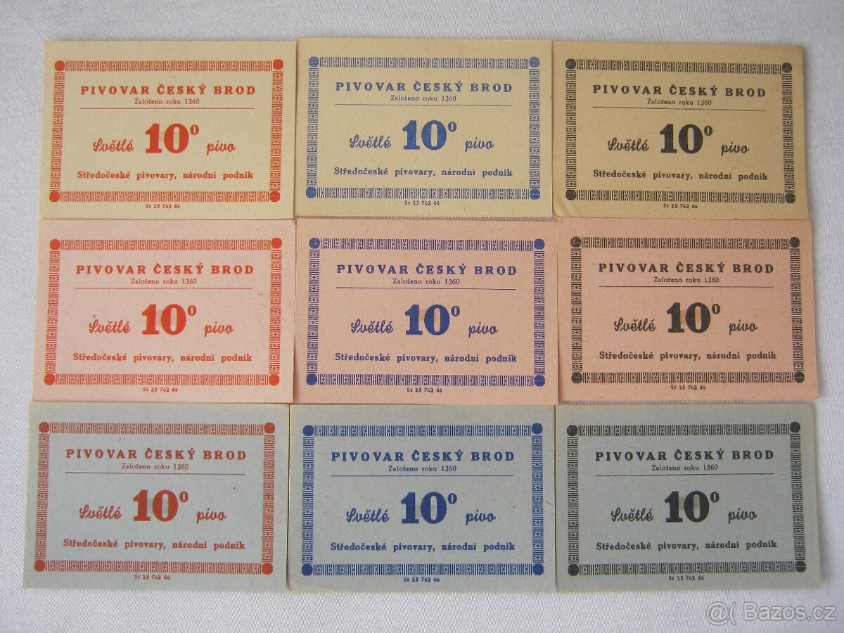 20x pivní etikety Český Brod rok 1966
