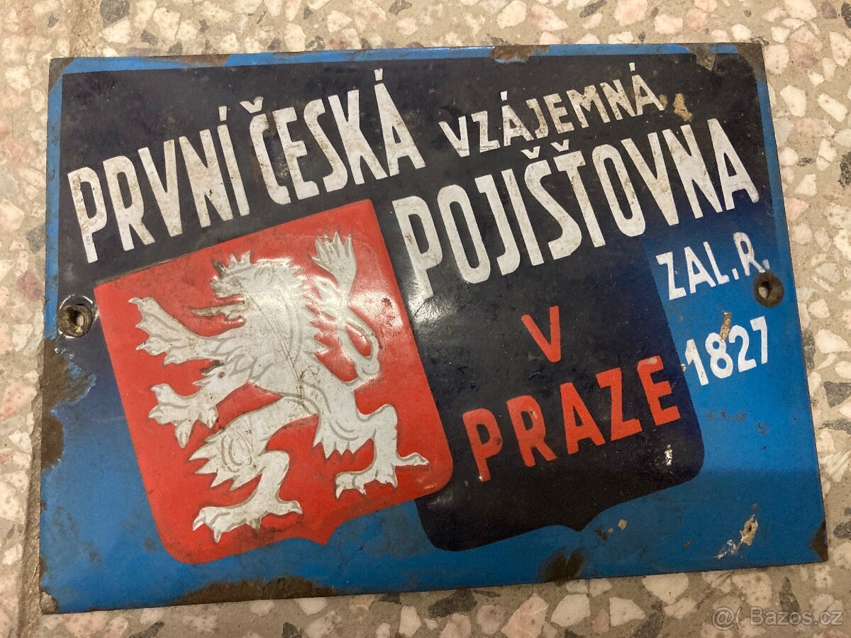 Smaltovaná cedule ČESKÁ VZÁJEMNÁ POJIŠŤOVNA č.2