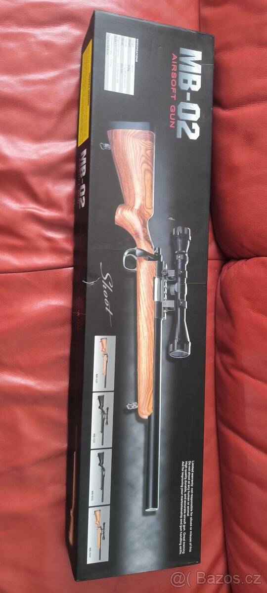 Airsoft odstřelovací puška MB-02 + 2 zásobníky