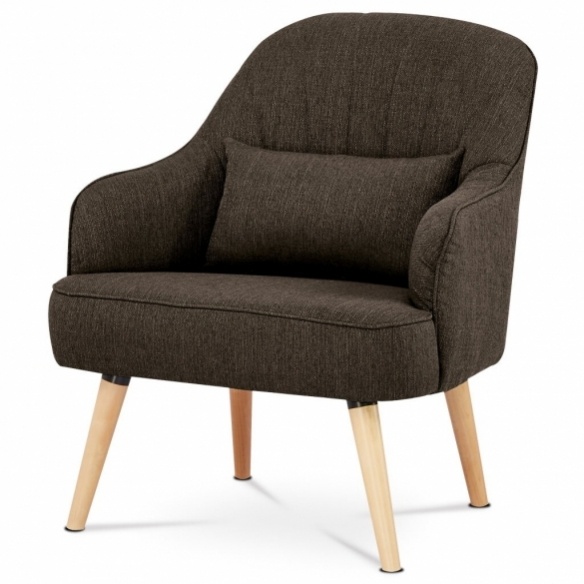 Křeslo ASB-018 BR v hnědé látce s polštářem