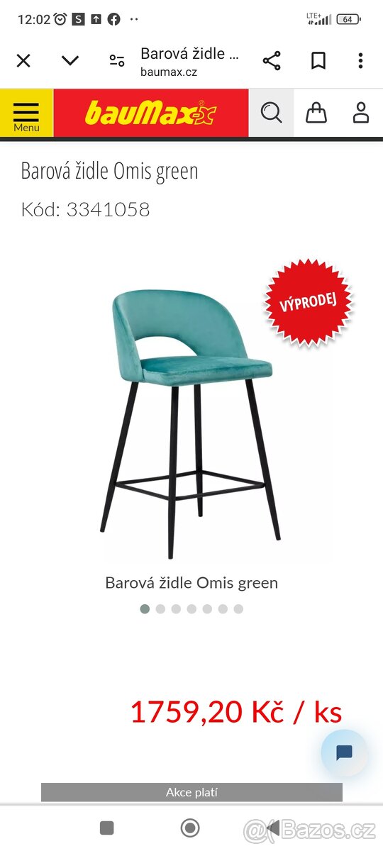 Barové židle Omis green