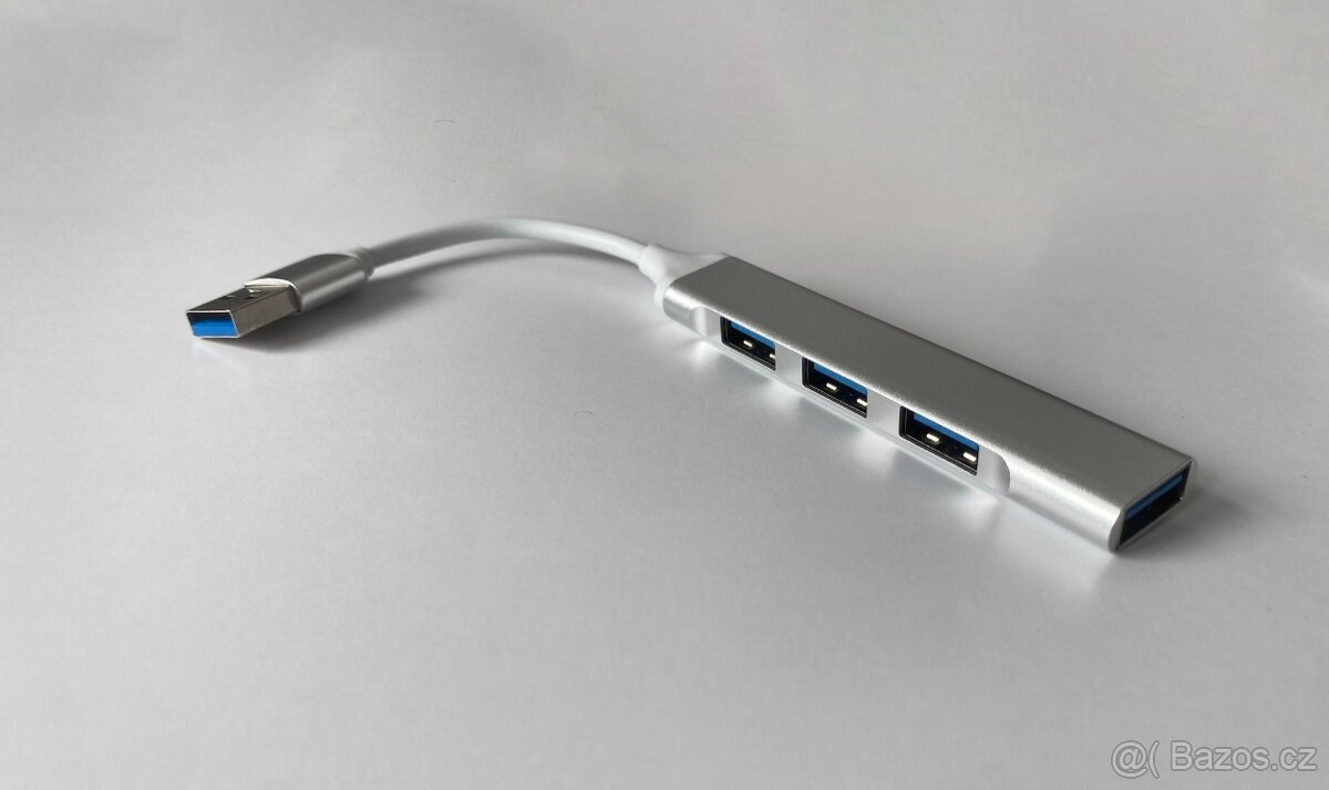 USB Hub / Redukce z 1x USB na 4x USB, 3.2 stříbrná - Nové
