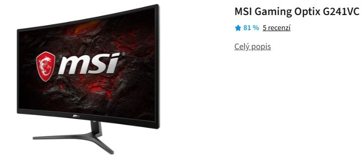 Prohnutý herní monitor MSI 24"