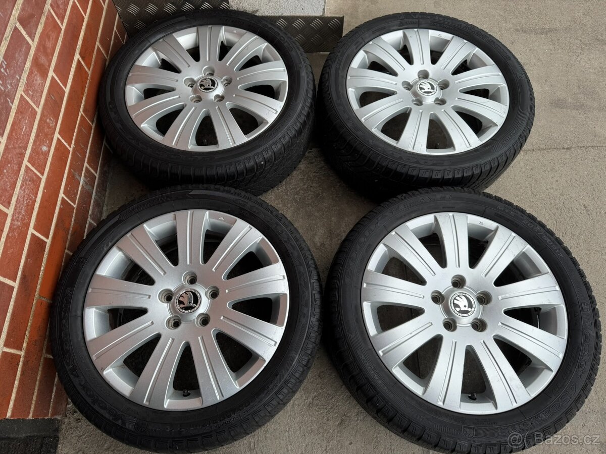 Alu 17" 5x112, škoda "Flash" pneu 75% TOP, O2, O3