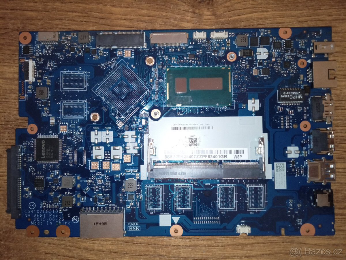 základní deska s i3-5005U grafika Intel HD5500 + 2GB DDR3