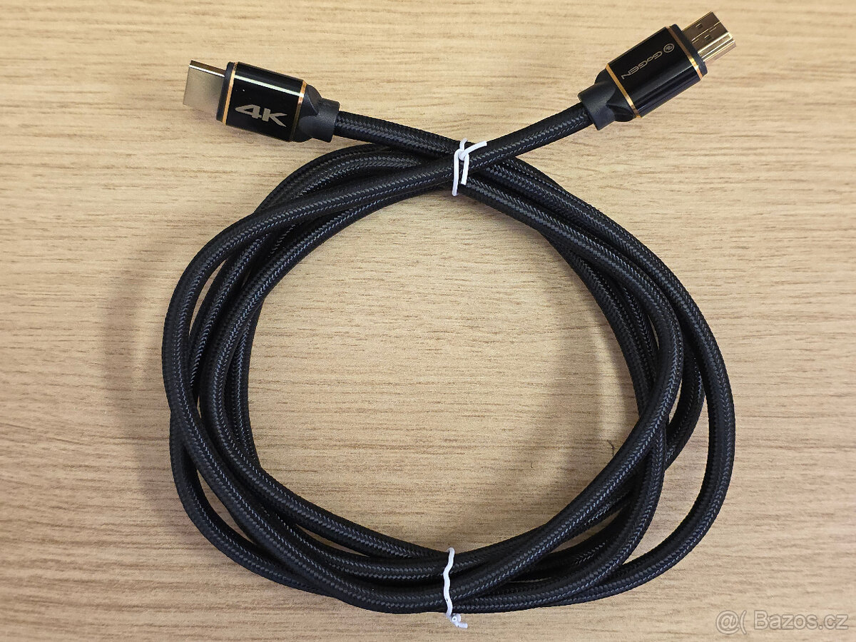 Kabel HDMI 2.0 GoGEN 2m pozlacený, opletený, high speed