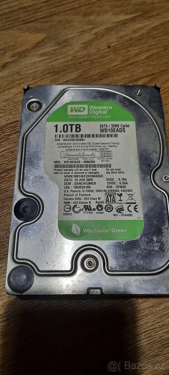 Pevný disk Western Digital Green WD10EZRX 1TB SATA III 3,5"