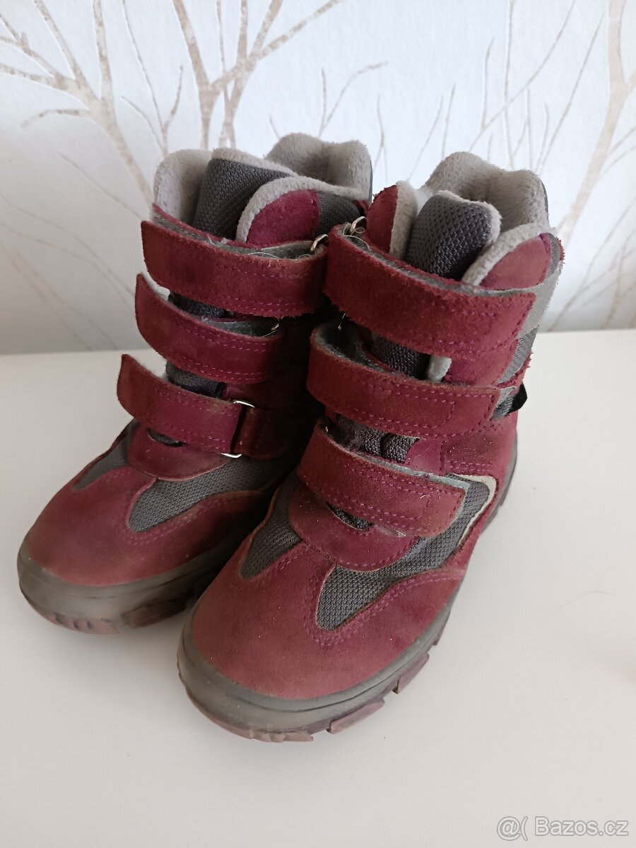 Dětské zdravotní zimní boty s membránou - vínové, vel. 30