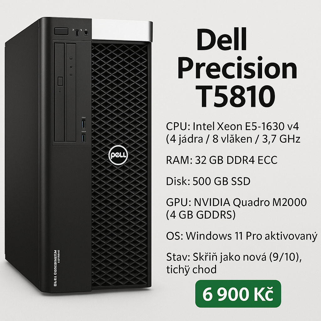 Dell Precision T5810 – workstation pro CAD, grafiku, 3D, st
