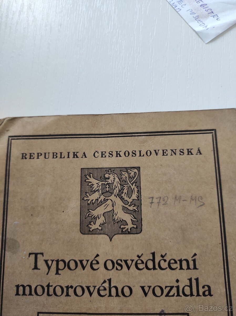 Doklady ČZ250 r.1938