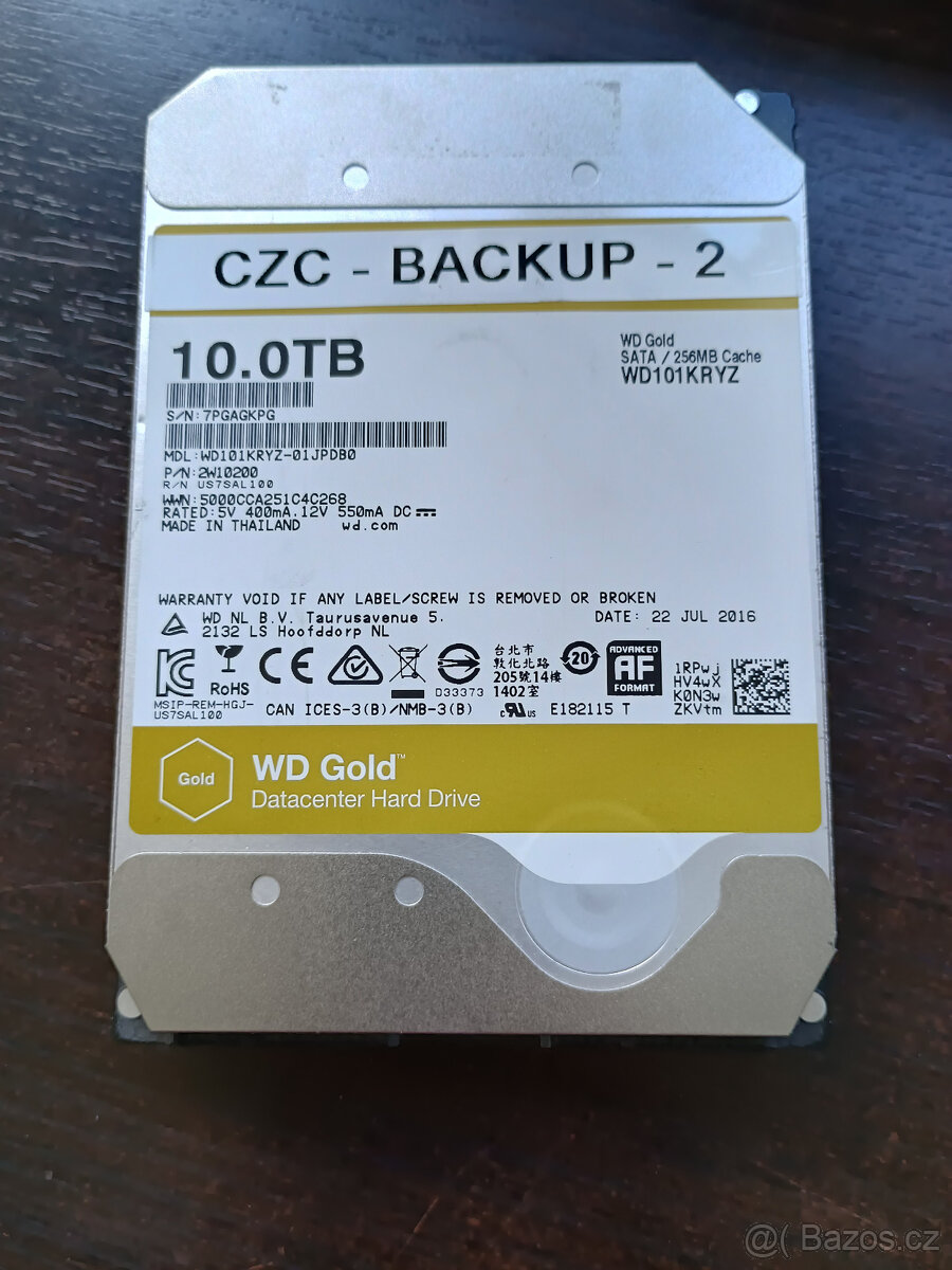 Pevný disk WD Gold - 10TB - posledních 5 kusů k dispozici