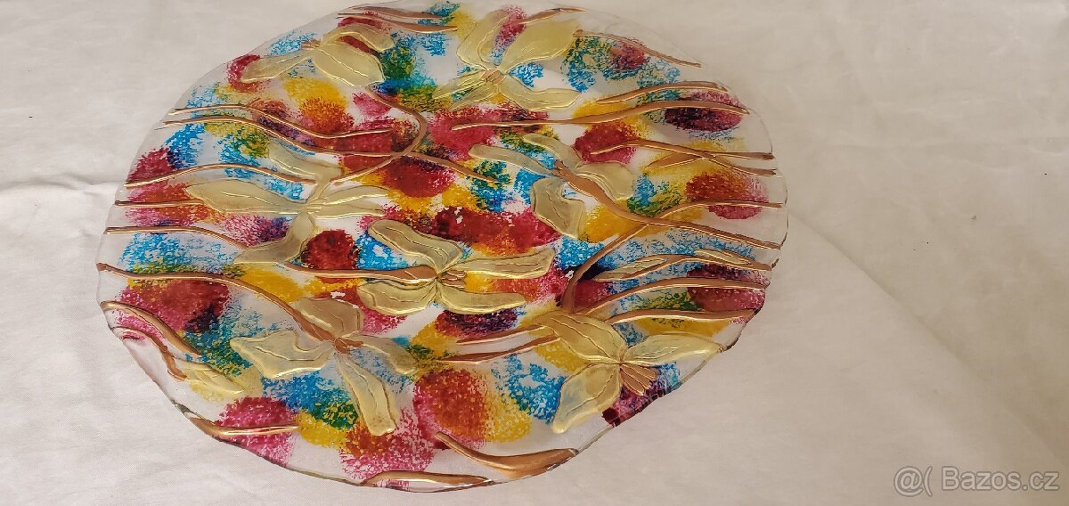 Malovaná skleněná mísa