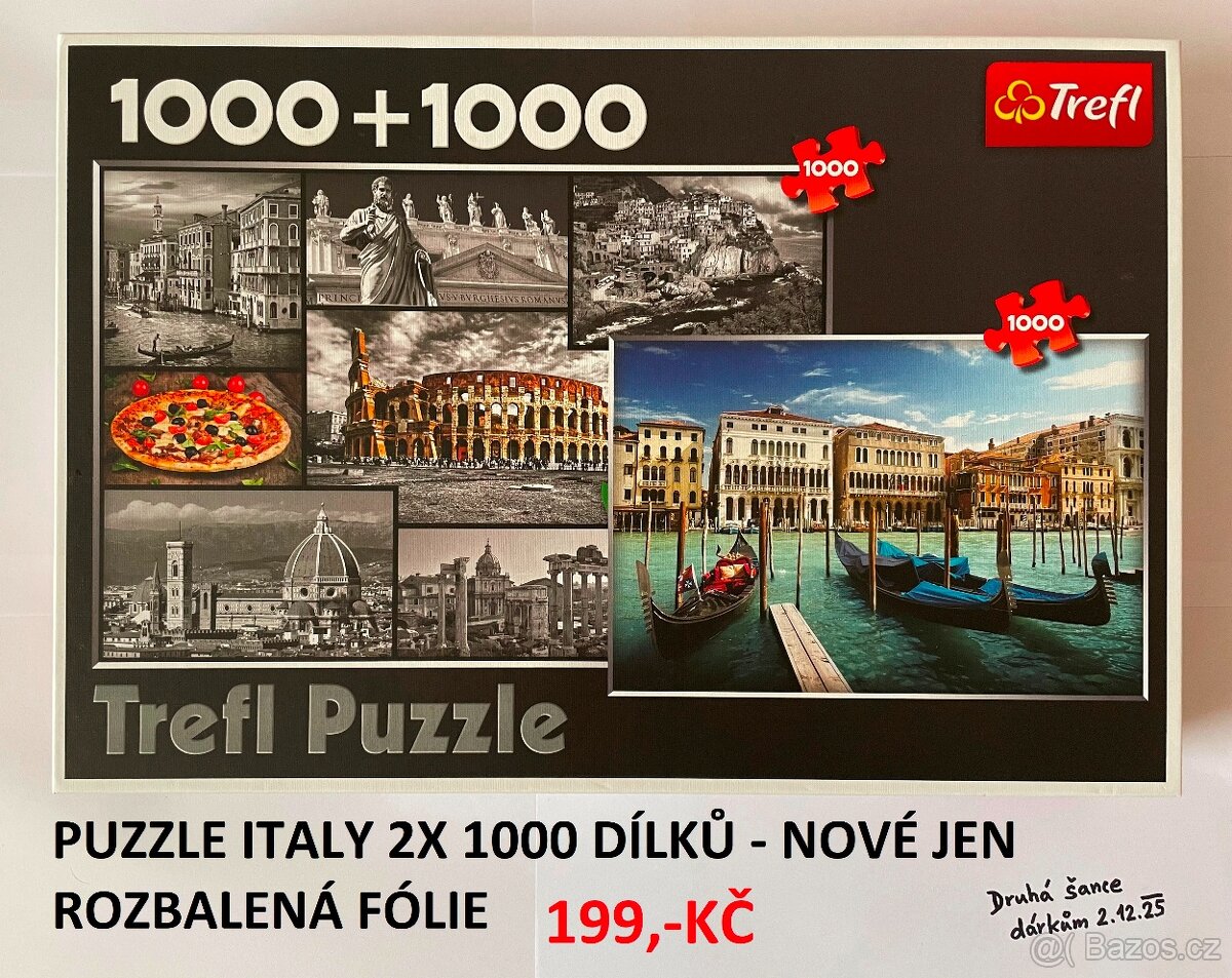 NOVÉ PUZZLE S MOTIVEM ITÁLIE 2X 1000 DÍLKŮ