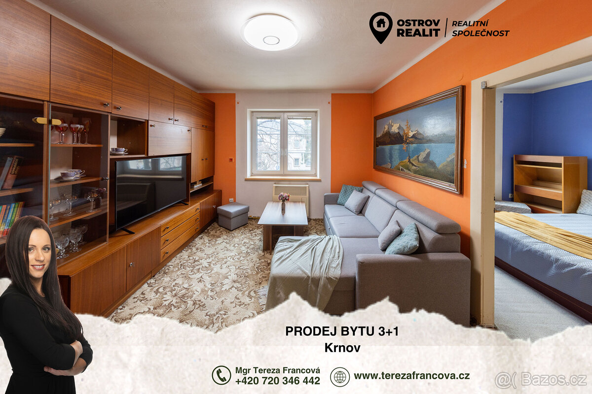 Prodej, bytu 3+1, 78 m2, Krnov