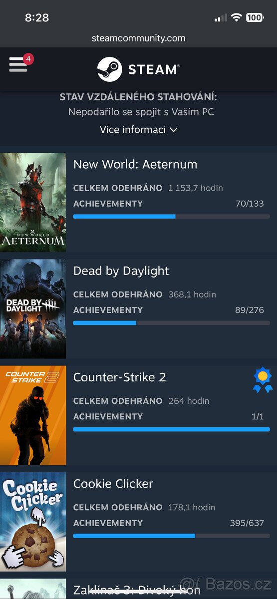 Steam učet na prodej