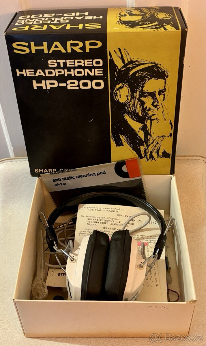 Sharp HP-200 Vintage Hi-Fi sluchátka účtenka za rok 1973