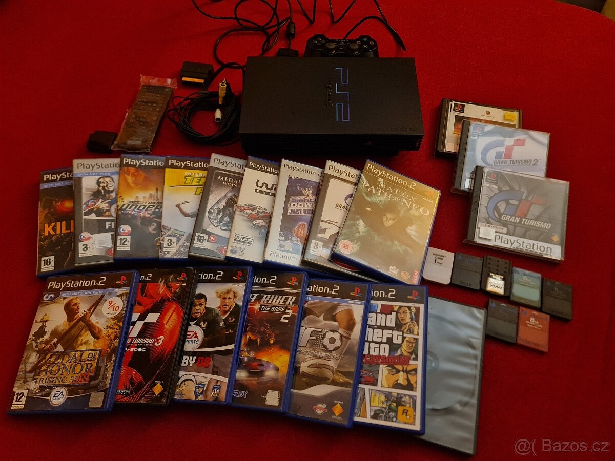 PS2 Stav Nového Nepoškrábaný + Karty + Hry + Kabely