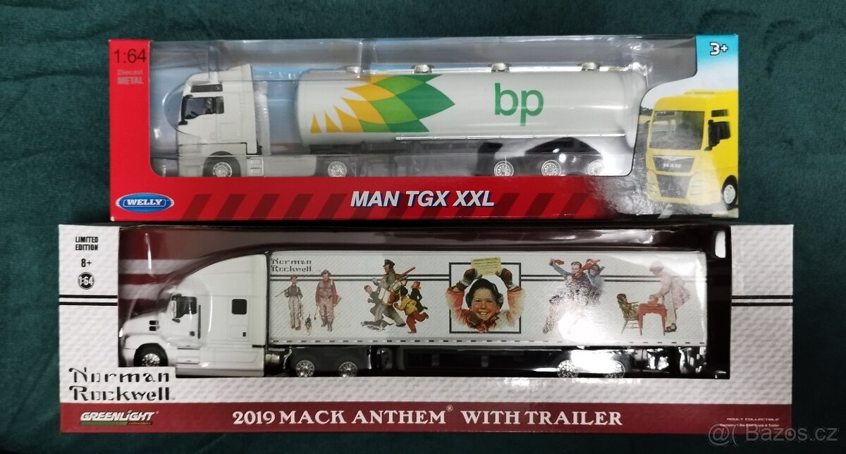 1/64 Welly Man a Greenlight Mack truck
