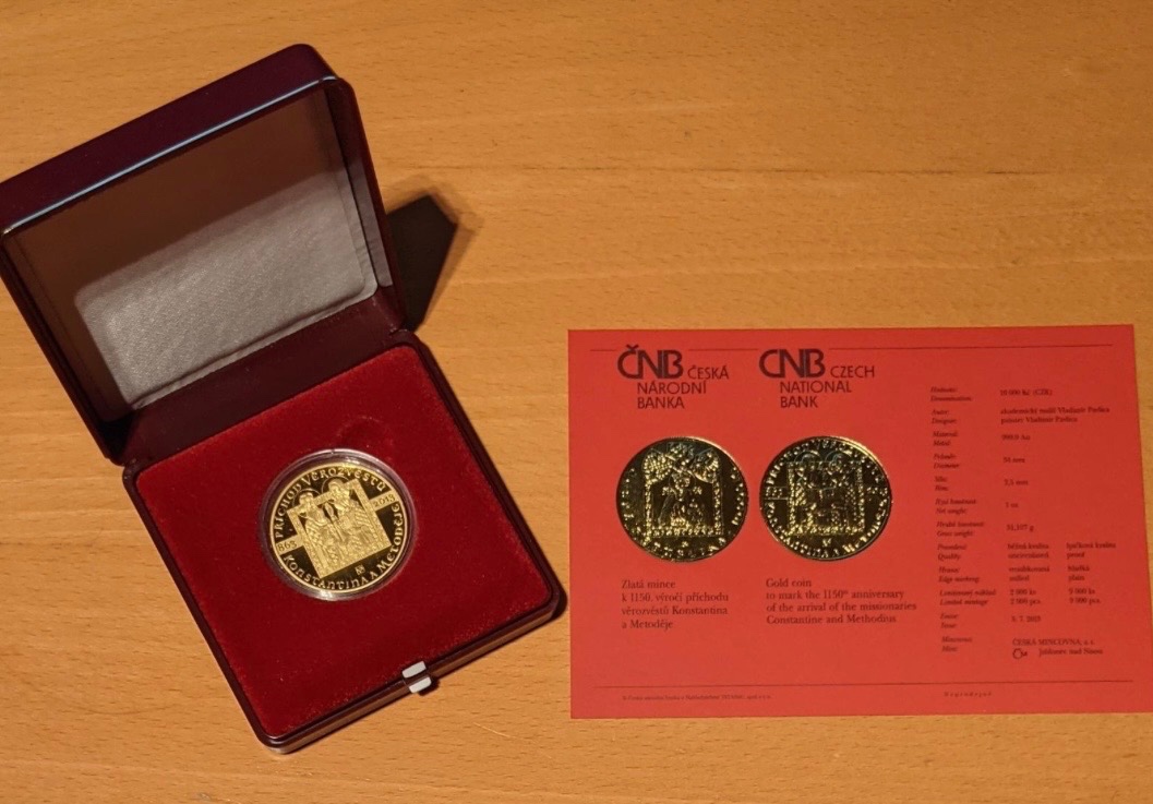Zlato / zlatá mince čnb Konstantin a Metoděj proof