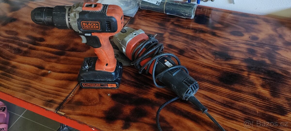 Aku příklepová vrtačka + úhlová bruska Black Decker