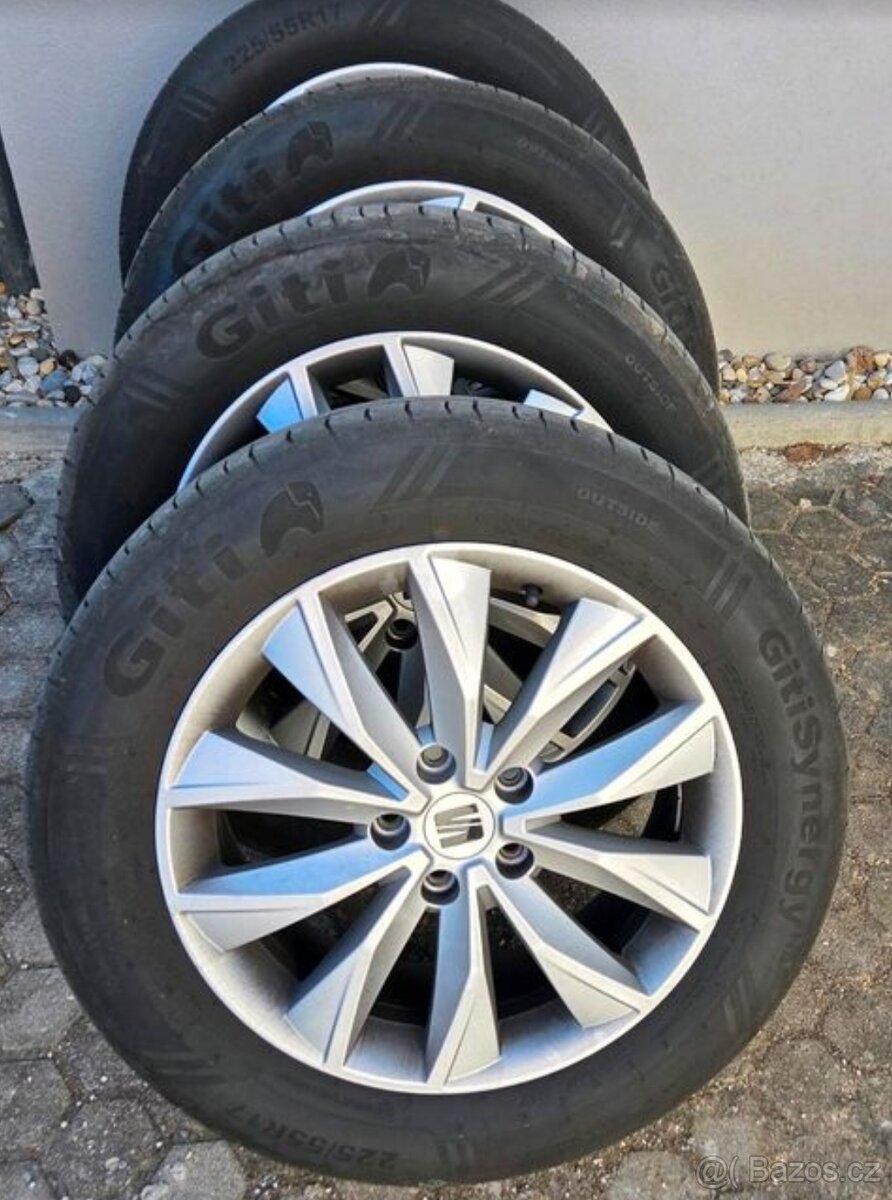 Alu kola 5x112 r17 7j et45 letni pneu 225/55/17