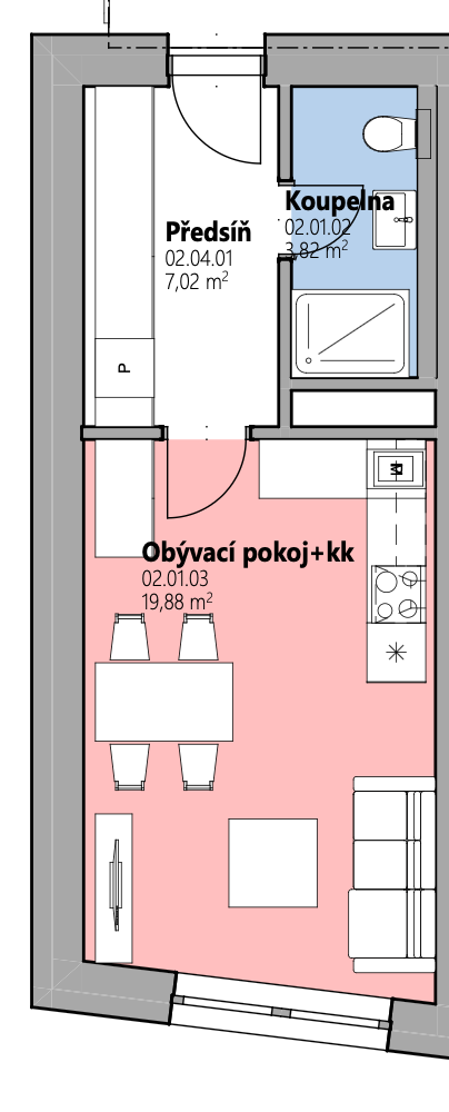 Pronájem bytu 1+kk,  novostavba, 30,72 m², 281 29 Žiželice