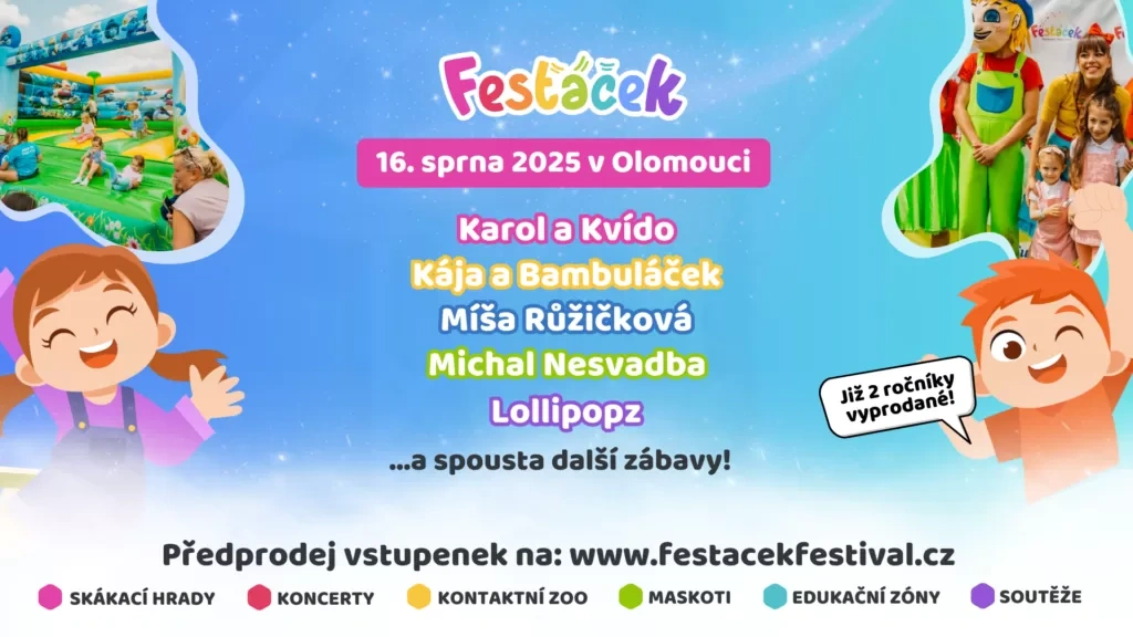 rodinná vstupenka na Fesťáček Olomouc 16.8.2025